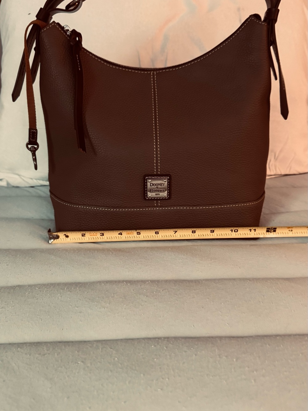 Dooney & Bourke Dark Brown Pebble Leather Shoulder Hobo - Picture 3 of 12